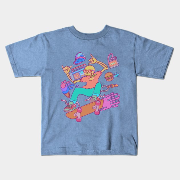 Skull Skateboard Kids T-Shirt by albertsurpower83